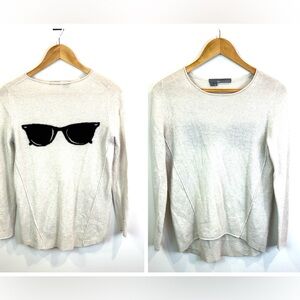 360 Cashmere Beige Long Sleeve Sweater with sunglasses on back size S